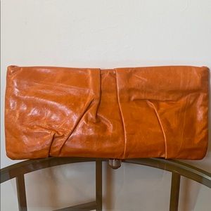 Jalda Orange Leather Clutch